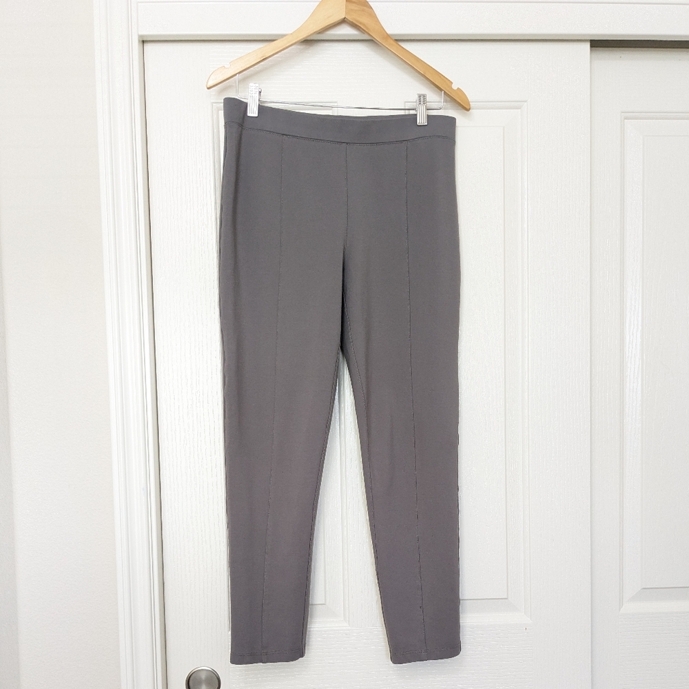 BETABRAND Pleated Skinny Pants # W1340-DES December Sky Gray Work Trousers Large